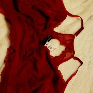 Red Laced See Threw Lingerie Bra